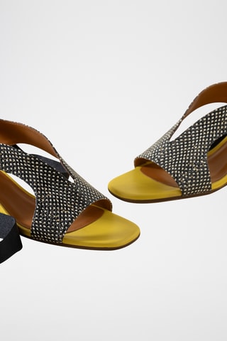 Sandales à talons en cuir - Ecru