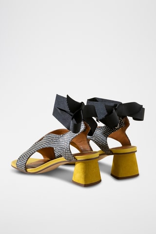 Sandales à talons en cuir - Ecru