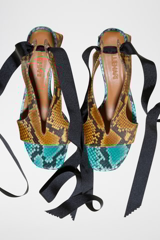 Sandales à talons en cuir - Moutarde