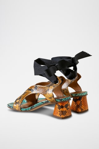Sandales à talons en cuir - Moutarde