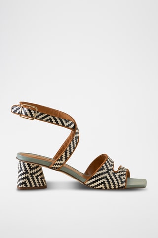 Sandales à talons en cuir - Noir