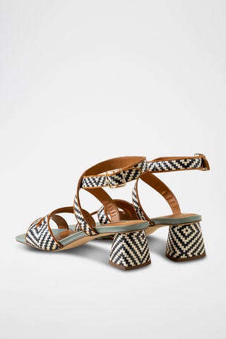 Sandales à talons en cuir - Noir