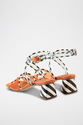 Sandales à talons en cuir - Ecru