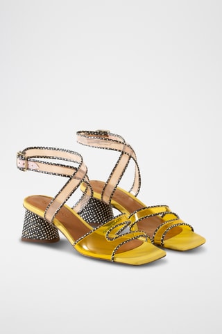 Sandales à talons en cuir - Jaune