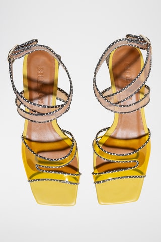 Sandales à talons en cuir - Jaune