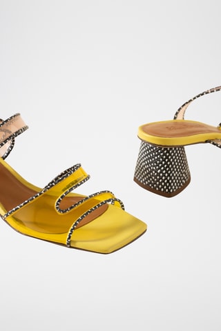 Sandales à talons en cuir - Jaune