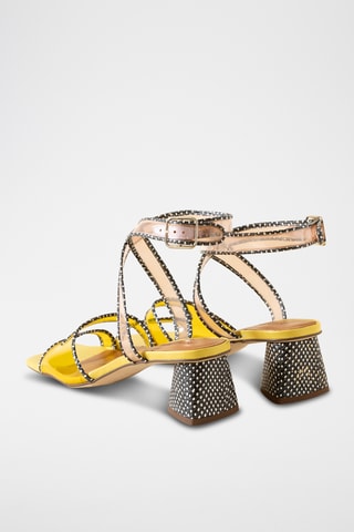 Sandales à talons en cuir - Jaune