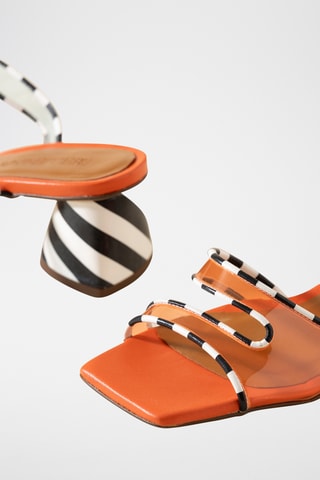 Sandales à talons en cuir - Noir et blanc