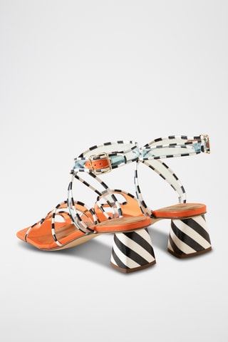 Sandales à talons en cuir - Noir et blanc