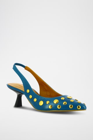 Leren Pumps - pauwblauw