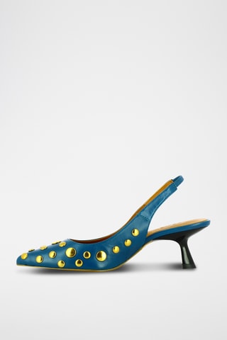 Leren Pumps - pauwblauw