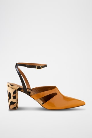 Escarpins en cuir verni - Moutarde