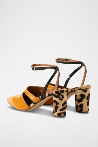Escarpins en cuir verni - Moutarde
