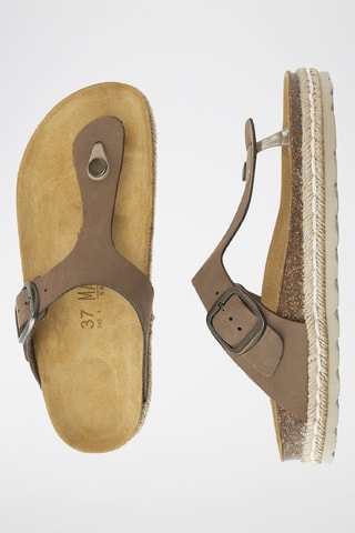 Chinelos de dedo em nobuck - Castanho