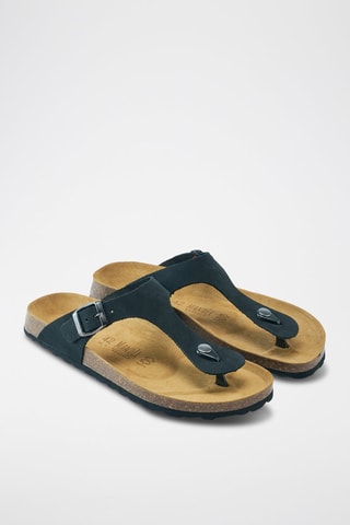 Chinelos de dedo em nobuck David - Preto