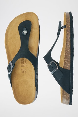 Chinelos de dedo em nobuck David - Preto