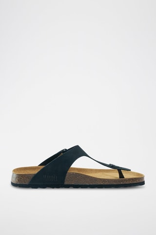Chinelos de dedo em nobuck David - Preto