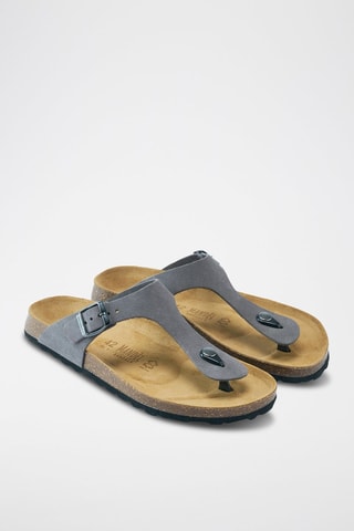 Chinelos de dedo em nobuck David - Cinzento