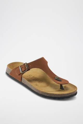 Chinelos de dedo em nobuck David - Castanho