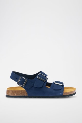 Sandálias em nobuck Carlos - Azul-marinho