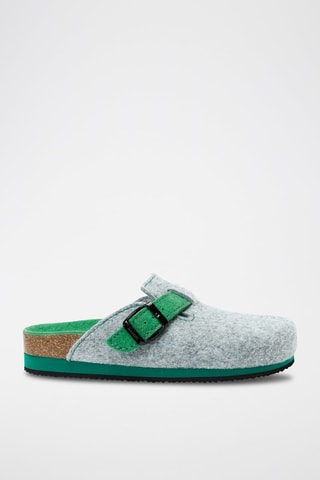 Pantufas Noe Cinzento claro e verde esmeralda