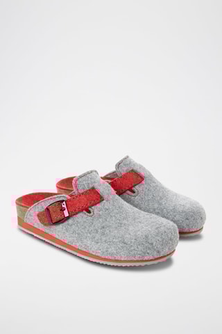 Pantufas Noe Cinzento claro e vermelho
