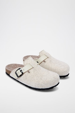 Pantufas de couro Noe Creme