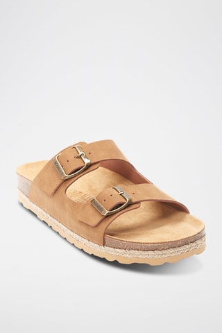 Mules com plataforma de eco-couro Alberto - Castanho
