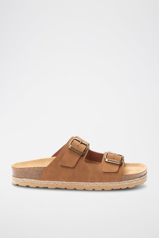 Mules com plataforma de eco-couro Alberto - Castanho