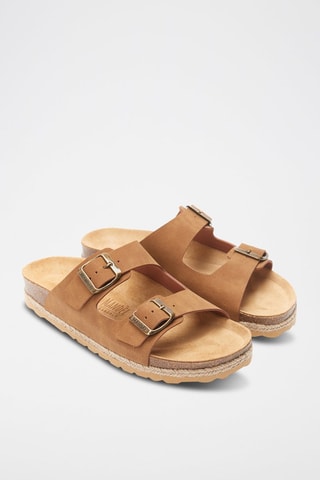 Mules com plataforma de eco-couro Alberto - Castanho