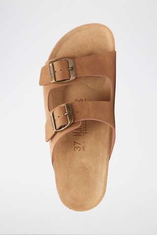 Mules com plataforma de eco-couro Alberto - Castanho