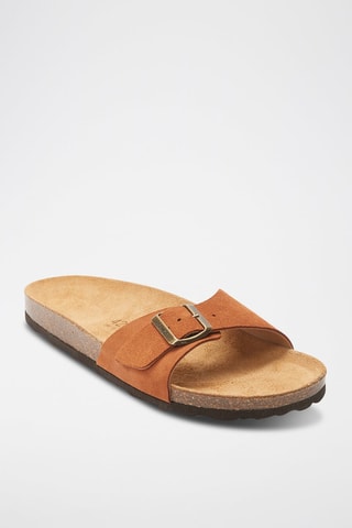 Mules de couro Agata - Castanho