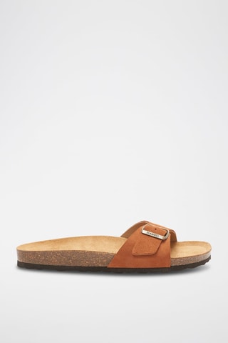 Mules de couro Agata - Castanho