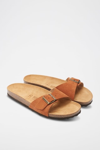 Mules de couro Agata - Castanho