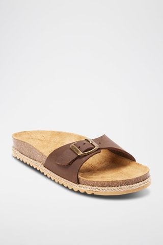 Mules de couro Agata – Castanho-escuro