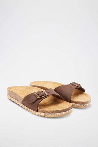 Mules de couro Agata – Castanho-escuro