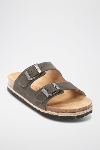 Mules de couro Alberto - Cinzento