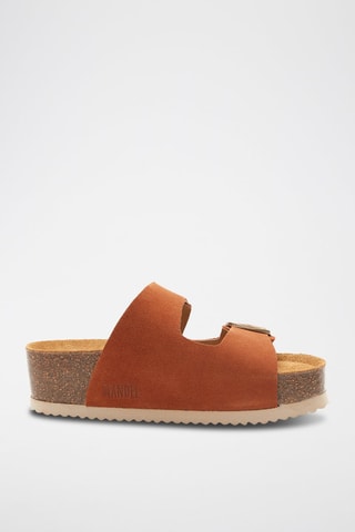 Mules com plataforma em nobuck Zoe - Castanho