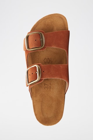 Mules com plataforma em nobuck Zoe - Castanho