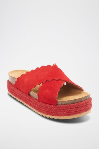 Mules com plataforma em nobuck Tamara - Vermelho