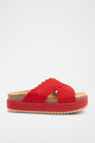 Mules com plataforma em nobuck Tamara - Vermelho