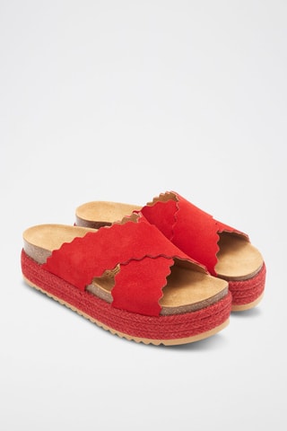 Mules com plataforma em nobuck Tamara - Vermelho