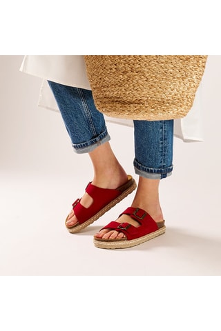 Mules em nobuck Ana - Vermelho