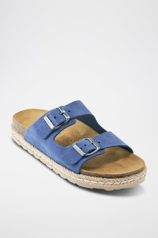 Mules em nobuck Ana - Azul-marinho