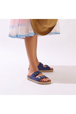 Mules em nobuck Ana - Azul-marinho