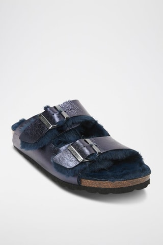 Mules de couro Alberto - Azul-marinho