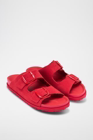 Mules em nobuck Ana - Vermelho