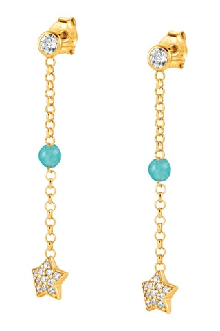 Boucles d'oreilles Gioie Argent plaqué or jaune et jade