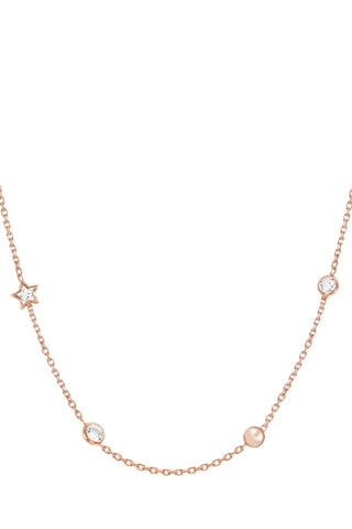 Collier Bella Argent plaqué or rose et cristaux véritables