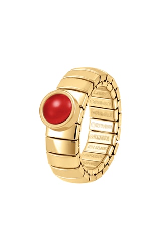 Bague Lotus - Plaqué or jaune et corail